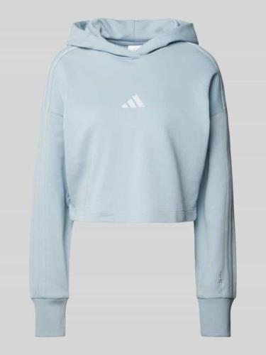 ADIDAS SPORTSWEAR Cropped Hoodie mit Label-Stitching in Hellblau, Größ...