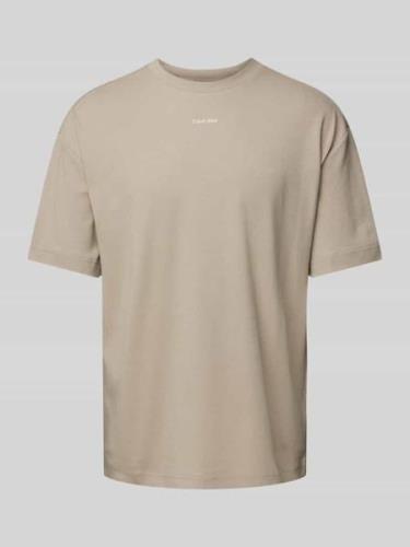 CK Calvin Klein Oversized T-Shirt mit Label-Print in Khaki, Größe L