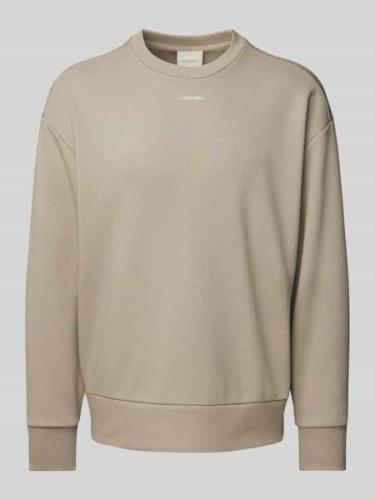 CK Calvin Klein Oversized Sweatshirt mit Label-Print in Khaki, Größe L