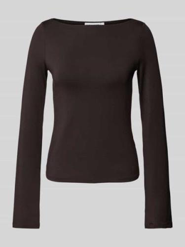 WEEKDAY Longsleeve mit U-Boot-Ausschnitt Modell 'Annie' in Schoko, Grö...