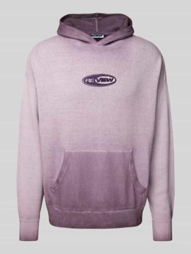 REVIEW Strickhoodie mit Label-Stitching in Aubergine, Größe L