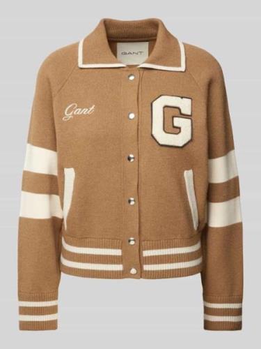 Gant Cardigan mit Label-Stitching in Camel, Größe L