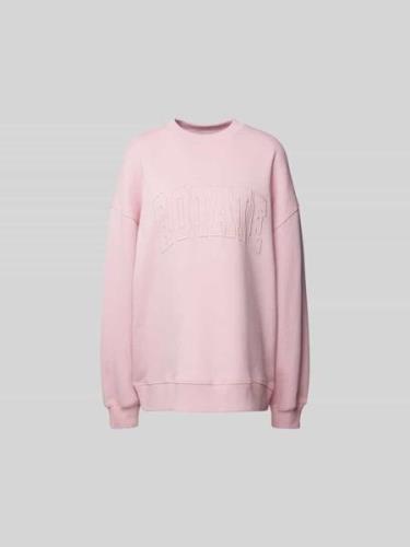 ROTATE Oversized Sweatshirt mit Label-Stitching in Rosa, Größe L