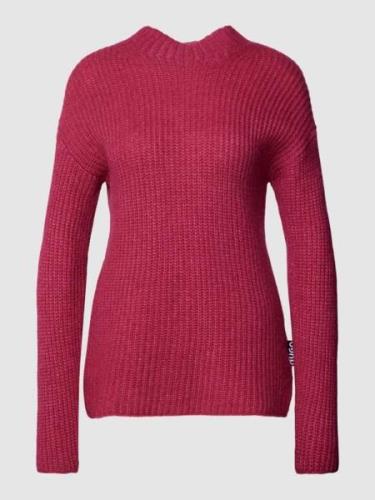 HUGO Strickpullover aus Schurwoll-Mix in unifarbenem Design in Pink, G...