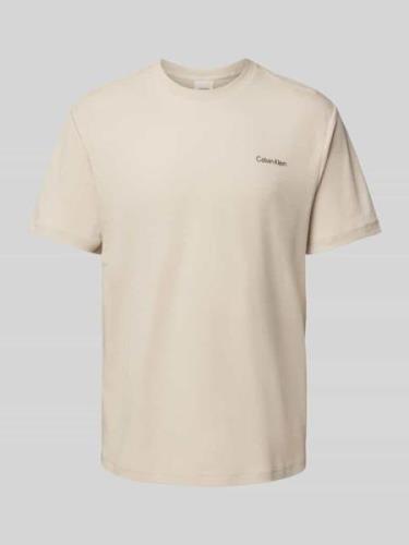 CK Calvin Klein T-Shirt mit Label-Print in Beige, Größe L