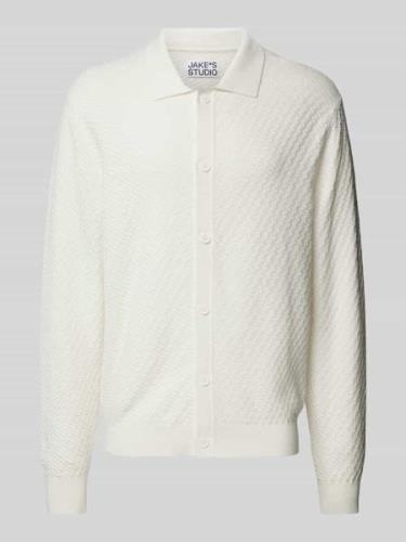 JAKE*S STUDIO MEN Cardigan aus Viskose mit Strukturmuster in Offwhite,...