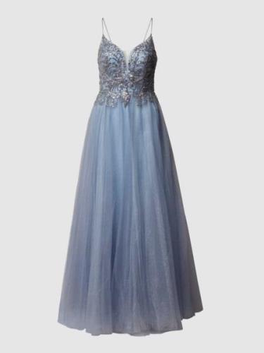 Mascara Abendkleid mit Pailletten in Bleu, Größe 32