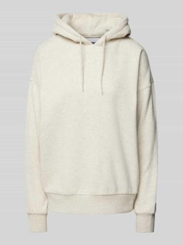 Review Hoodie mit Label-Print und Viskose-Anteil in Offwhite, Größe L