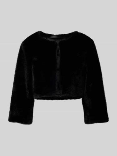 comma Cropped Blazer aus Kunstfell in Black, Größe L