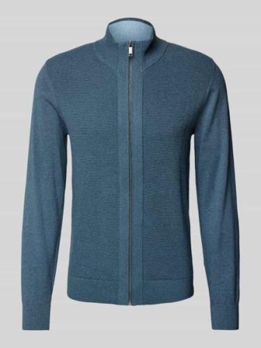 MCNEAL Regular Fit Strickjacke mit Stehkragen in Rauchblau Melange, Gr...