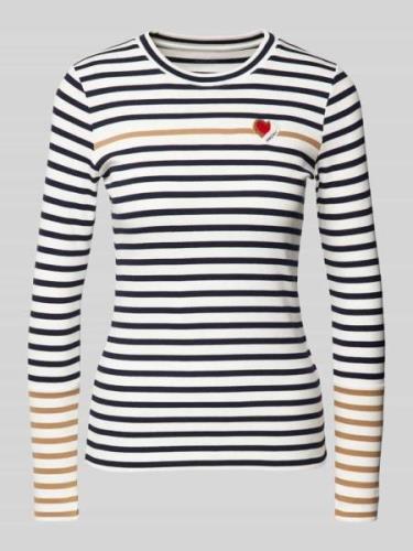 Marc Cain Longsleeve aus Viskose mit Label-Patch in Marine, Größe 34