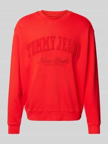 Tommy Jeans Sweatshirt mit Logo-Stitching in Rot, Größe L