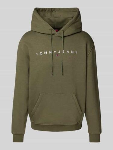 Tommy Jeans Regular Fit Hoodie mit Label-Stitching in Oliv, Größe L