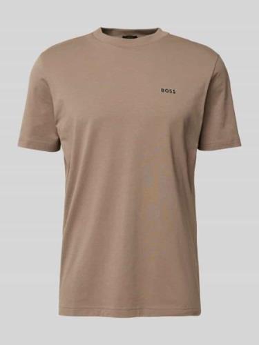 BOSS Green T-Shirt mit Label-Print in Khaki, Größe L