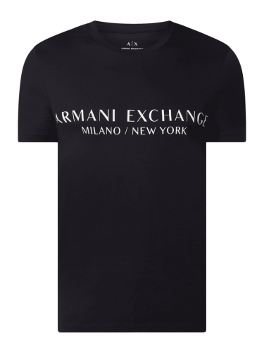 ARMANI EXCHANGE T-Shirt mit Logo-Print in Dunkelblau, Größe L