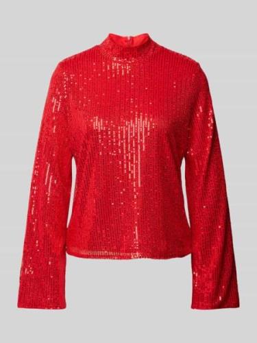 YAS Longsleeve mit Stehkragen Modell 'PALLI' in Rot, Größe L