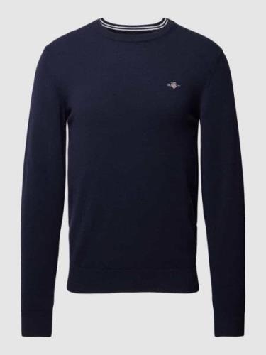 Gant Strickpullover mit Label-Stitching in Marine, Größe M