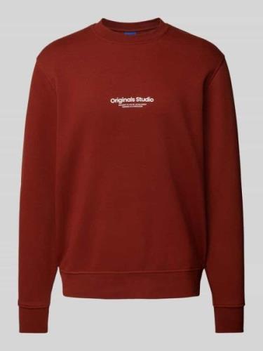 Jack & Jones Sweatshirt mit Label-Print Modell 'VESTERBRO' in Rostrot,...