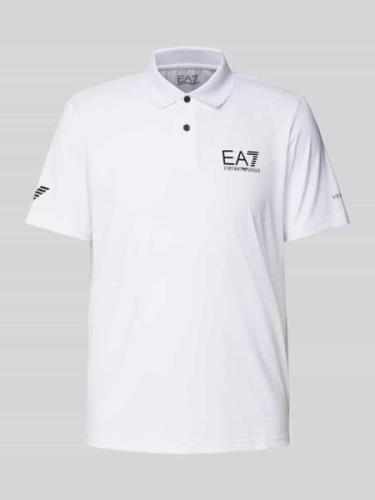 EA7 Emporio Armani Slim Fit Poloshirt mit Label-Print in Weiss, Größe ...