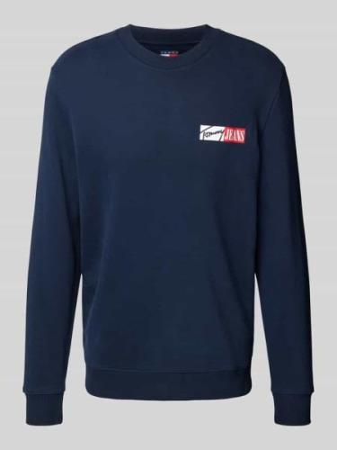 Tommy Jeans Sweatshirt mit Label-Print in Marine, Größe L