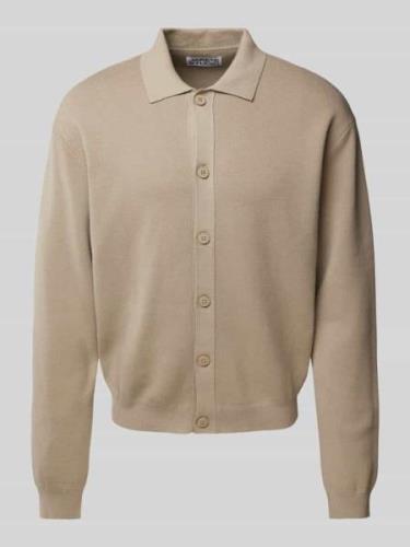 JAKE*S STUDIO MEN Cardigan mit Umlegekragen in Khaki, Größe L