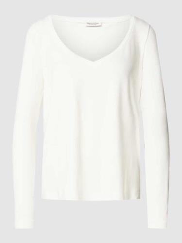 MARC O POLO Longsleeve mit V-Ausschnitt in Offwhite, Größe L