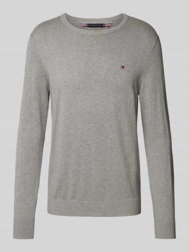 Tommy Hilfiger Strickpullover mit Logo-Stitching in Silber Melange, Gr...