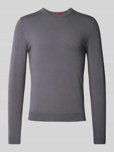 HUGO Strickpullover mit Rundhalsausschnitt Modell 'San Cody' in Hellgr...