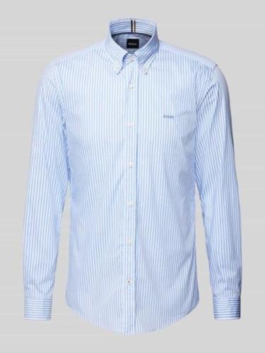 BOSS Slim Fit Business-Hemd mit Label-Stitching Modell 'Roan' in Bleu,...