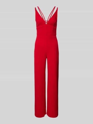 Lipsy Jumpsuit mit V-Ausschnitt in Rot, Größe 34