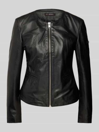 Cabrini Lederjacke mit Paspeltaschen in Black, Größe 34