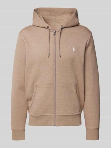 POLO RALPH LAUREN Sweatjacke mit Logo-Stitching in Camel, Größe L