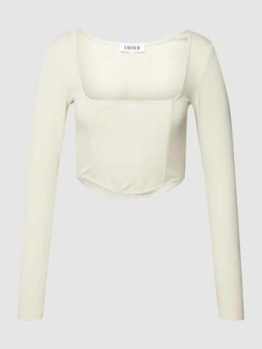 EDITED Cropped Longsleeve mit Feinripp Modell 'Merian' in Offwhite, Gr...