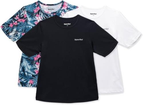 Hyperfied Wave T-Shirt 3er Pack, Black/White/Tropical Flower 150