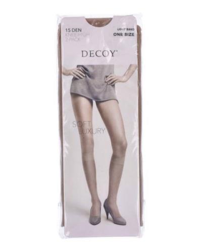 Decoy Silk Look (15 Den) Light Sand 2-Pack Knee High One Size