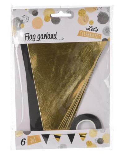 Excellent Houseware Flag Garland Gold Black 91 g