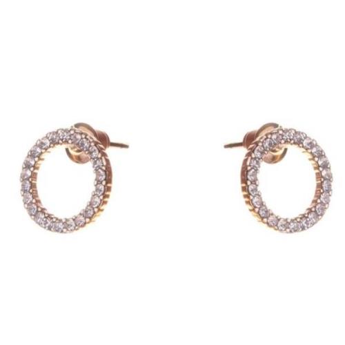 Dazzling Earrings Col Round Circles With Clear Crystals Gold