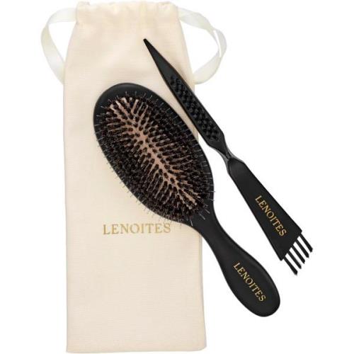 Lenoites Hair Brush Wild Boar with pouch and cleaner tool