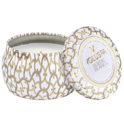 Voluspa Suede Blanc Maison Blanc Decorative Tin Candle 25h