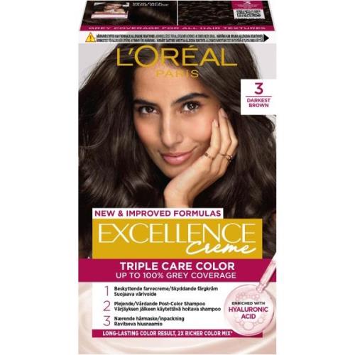 L'Oréal Paris Excellence Crème Triple Care Color 3 Darkest Brown