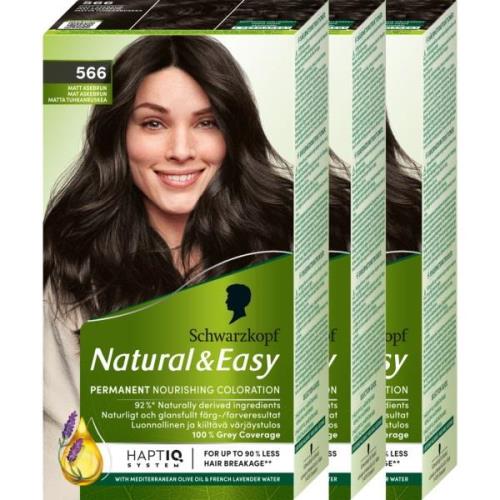 Schwarzkopf Natural & Easy 566 Matte Ash Brown 143ml 3-pack