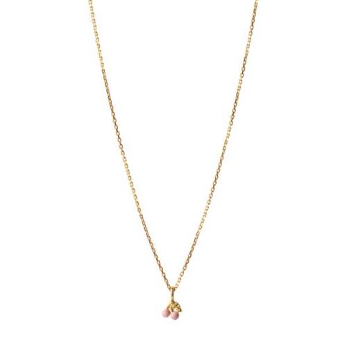 Enamel Cherry Halskette 18 kt. Silber vergoldet N70GM-Light pink