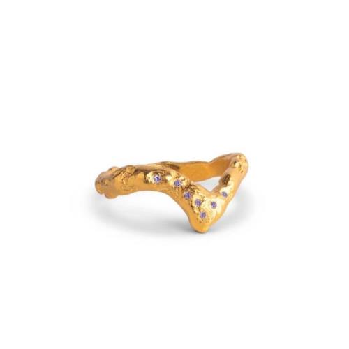 Enamel Wishbone Ring 18 kt. Silber vergoldet R63GM