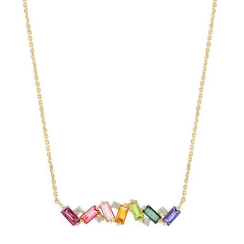 Suzanne Kalan Franesia Rainbow Bar Halskette 14 kt. Gold 0,05 ct. PN50...