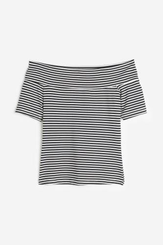 H&M Off-Shoulder-Shirt Schwarz/Weiß gestreift, Tops in Größe XS. Farbe...