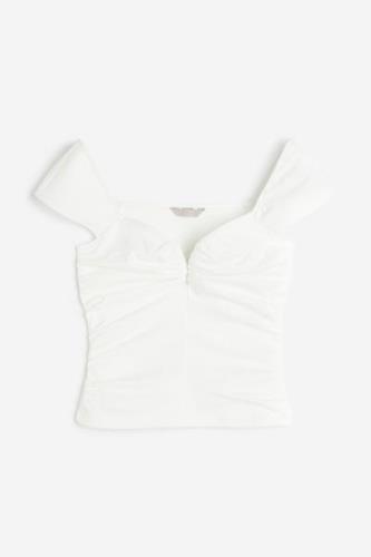 H&M Gerafftes Shirt Weiß, Tops in Größe XL. Farbe: White
