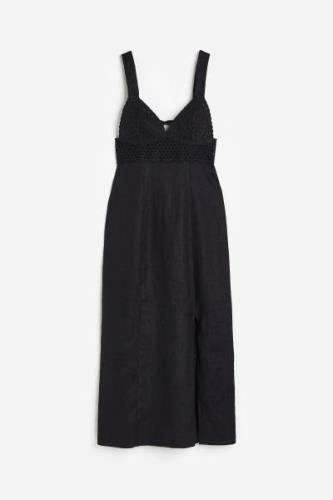 H&M Leinenkleid mit Broderie Anglaise Schwarz, Alltagskleider in Größe...