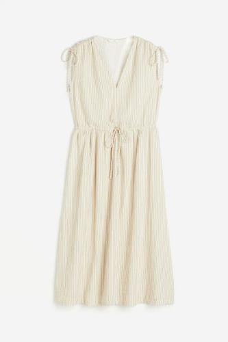 H&M Kleid mit Kordelzügen Beige/Gestreift, Alltagskleider in Größe S. ...