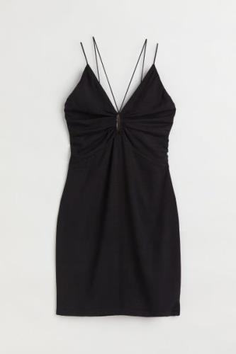 H&M V-Kleid mit Keyhole Schwarz, Alltagskleider in Größe XXL. Farbe: B...