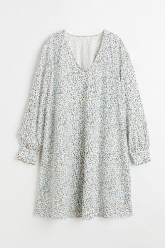 H&M Kleid mit V-Ausschnitt Weiß/Geblümt, Alltagskleider in Größe XS. F...